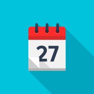 Flat calendar icon Date and time background Number 27
