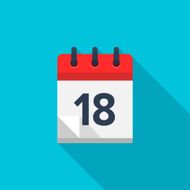 Flat calendar icon Date and time background Number 18