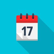 Flat calendar icon Date and time background Number 17