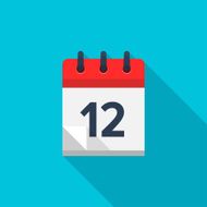 Flat calendar icon Date and time background Number 12