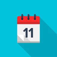 Flat calendar icon Date and time background Number 11