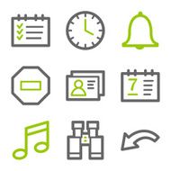 Organizer web icons green and gray contour series