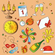 Colorful New Year sketch Set