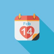 Valentine&#039;s Day February fourteen flat icon with long shadow eps N6