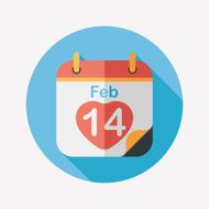 Valentine&#039;s Day February fourteen flat icon with long shadow eps N10