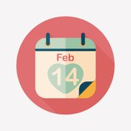 Valentine&#039;s Day February fourteen flat icon with long shadow eps N13