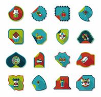 Chinese New Year sticker banner design flat background eps10 N2
