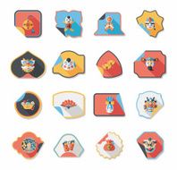 Chinese New Year sticker banner design flat background eps10 N6