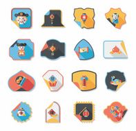 Chinese New Year sticker banner design flat background eps10 N8