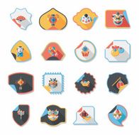 Chinese New Year sticker banner design flat background eps10 N10