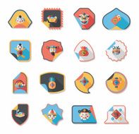 Chinese New Year sticker banner design flat background eps10 N12