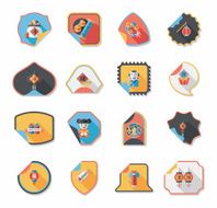 Chinese New Year sticker banner design flat background eps10 N13