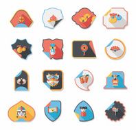Chinese New Year sticker banner design flat background eps10 N14