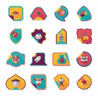 Chinese New Year sticker banner design flat background eps10 N17