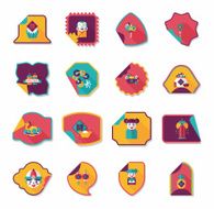 Chinese New Year sticker banner design flat background eps10 N18