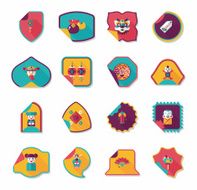 Chinese New Year sticker banner design flat background eps10 N20