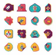 Chinese New Year sticker banner design flat background eps10 N24