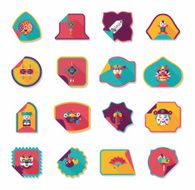 Chinese New Year sticker banner design flat background eps10 N26