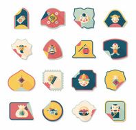 Chinese New Year sticker banner design flat background eps10 N28