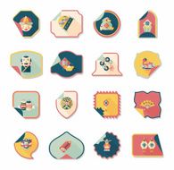 Chinese New Year sticker banner design flat background eps10 N32