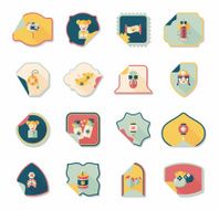 Chinese New Year sticker banner design flat background eps10 N33