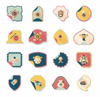 Chinese New Year sticker banner design flat background eps10 N34