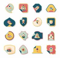Chinese New Year sticker banner design flat background eps10 N37