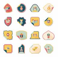 Chinese New Year sticker banner design flat background eps10 N39