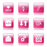 SEO Internet Sign Square Vector Pink Icon Design Set 6 N10