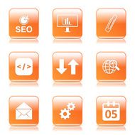 SEO Internet Sign Square Vector Orange Icon Design Set 6 N7