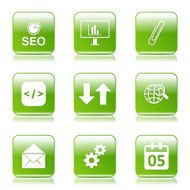 SEO Internet Sign Square Vector Green Icon Design Set 6 N10
