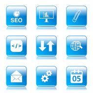 SEO Internet Sign Square Vector Blue Icon Design Set 6 N8