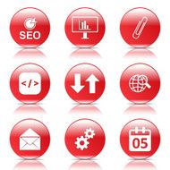 SEO Internet Sign Red Vector Button Icon Design Set 6 N6