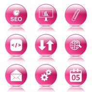 SEO Internet Sign Pink Vector Button Icon Design Set 6 N8