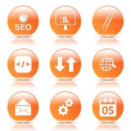 SEO Internet Sign Orange Vector Button Icon Design Set 6 N7