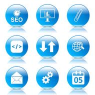 SEO Internet Sign Blue Vector Button Icon Design Set 6 N8