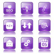 SEO Internet Sign Square Vector Violet Icon Design Set 6 N11