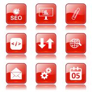 SEO Internet Sign Square Vector Red Icon Design Set 6 N10