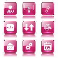 SEO Internet Sign Square Vector Pink Icon Design Set 6 N11