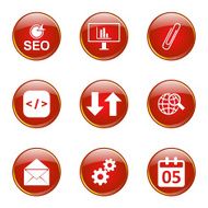 SEO Internet Sign Red Vector Button Icon Design Set 6 N7