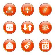 SEO Internet Sign Orange Vector Button Icon Design Set 6 N8