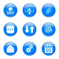 SEO Internet Sign Blue Vector Button Icon Design Set 6 N9