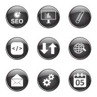 SEO Internet Sign Black Vector Button Icon Design Set 6 N9