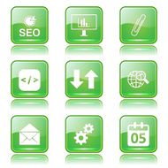 SEO Internet Sign Square Vector Green Icon Design Set 6 N11