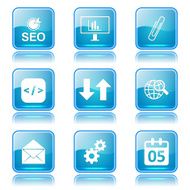 SEO Internet Sign Square Vector Blue Icon Design Set 6 N9