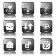 SEO Internet Sign Square Vector Black Icon Design Set 6 N11
