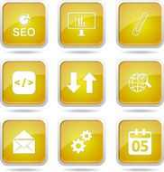 SEO Internet Sign Square Vector Yellow Icon Design Set 6 N11