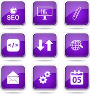 SEO Internet Sign Square Vector Violet Icon Design Set 6 N12