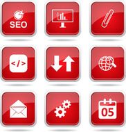 SEO Internet Sign Square Vector Red Icon Design Set 6 N11