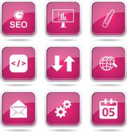 SEO Internet Sign Square Vector Pink Icon Design Set 6 N12